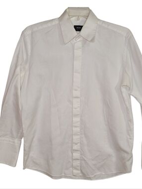 BOSS Hugo Boss White Textured Dobby Dress Shirt French Cuff 16 32/33